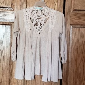 ♦️Cream cardigan with lace detail